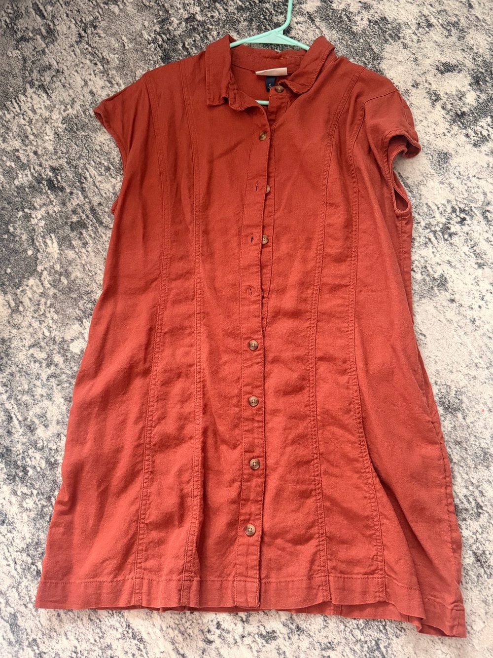 Women’s Button-Front Mini Dressin Rust